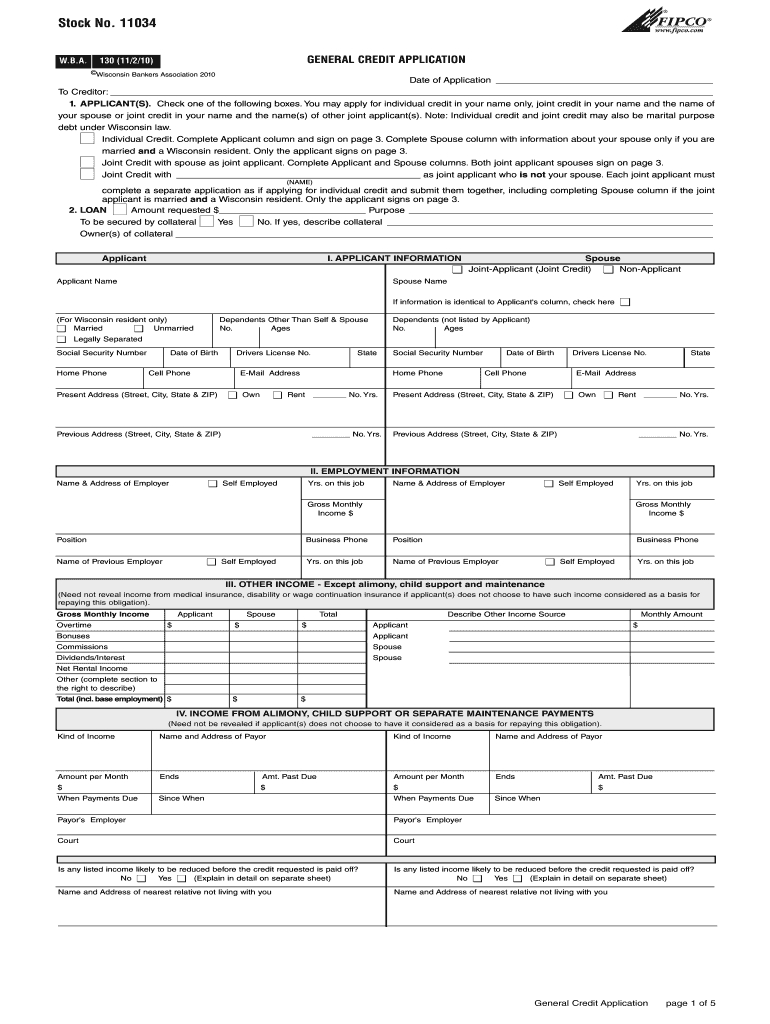 Standard Credit Application - Fill Online, Printable, Fillable in Free Standard Credit Application Template