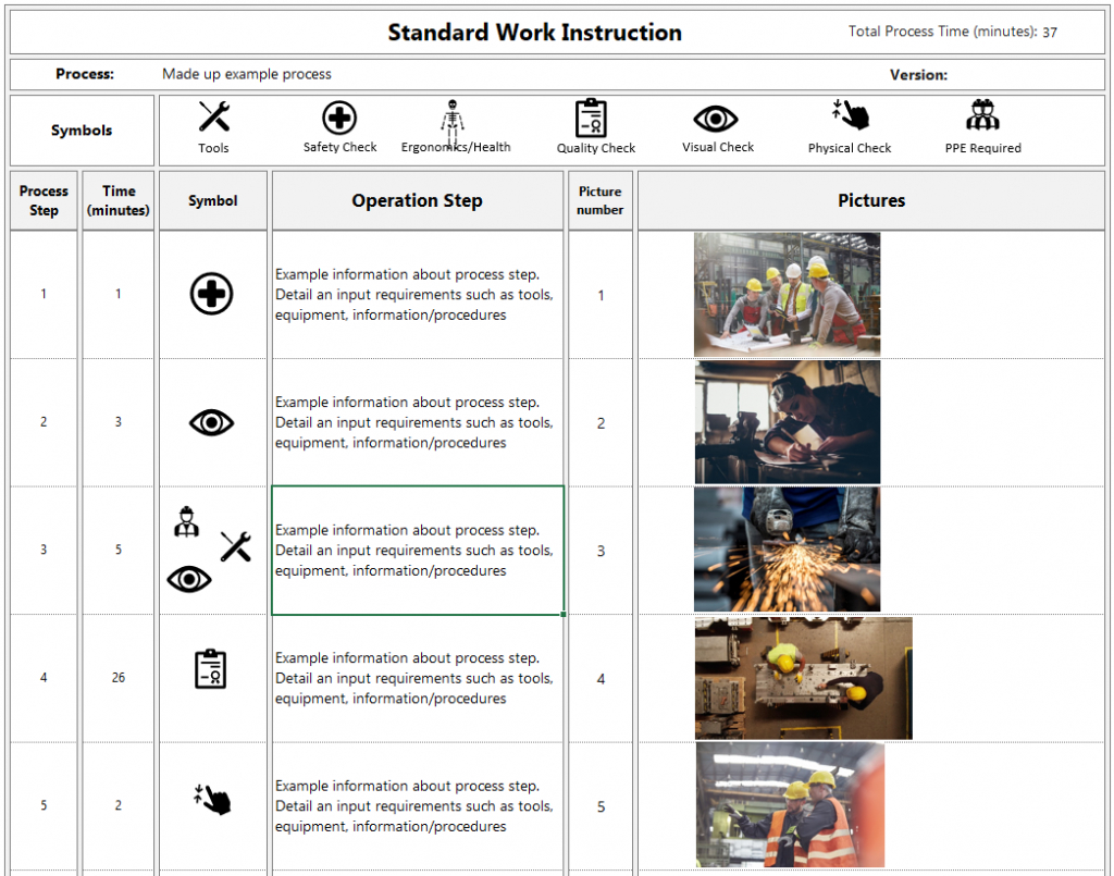 Standard Work Instructions Template (Excel) » Learn Lean Sigma intended for Standard Work Template Free