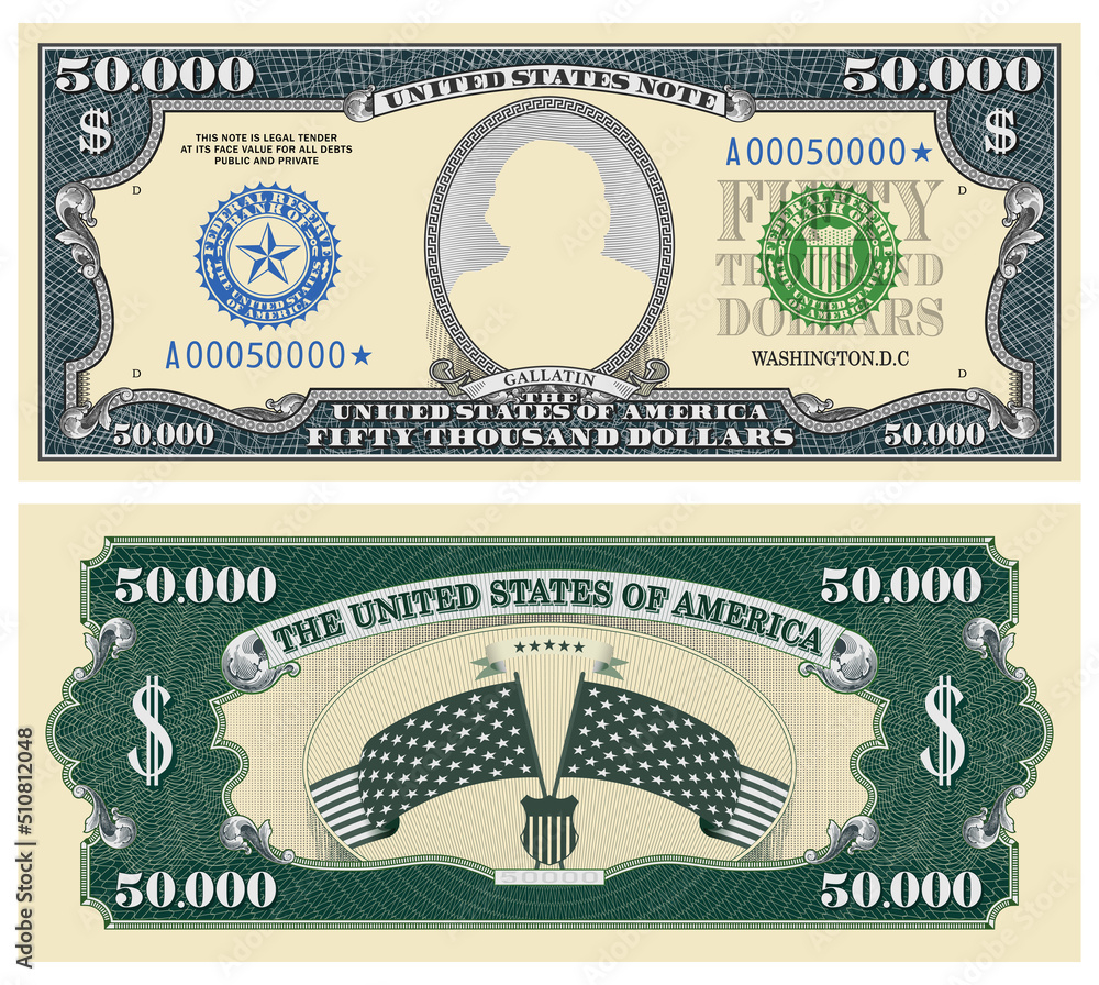 Stock-Vektorgrafik „Fictional Template Obverse And Reverse Of Us throughout Printable Million Dollar Bill