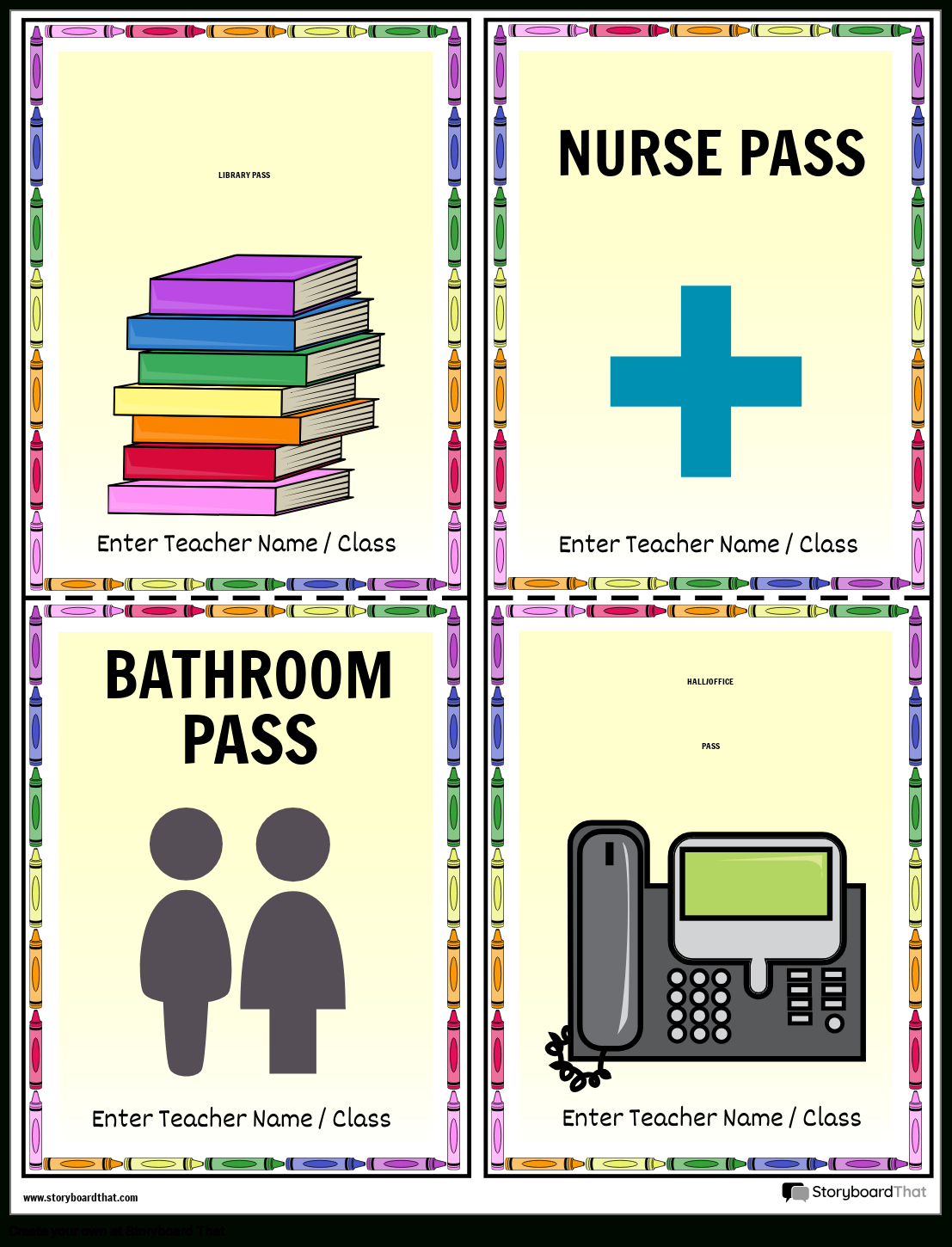 Storyboard That: Free Printable Hall Passes For Classrooms within Free Printable Bathroom Passes