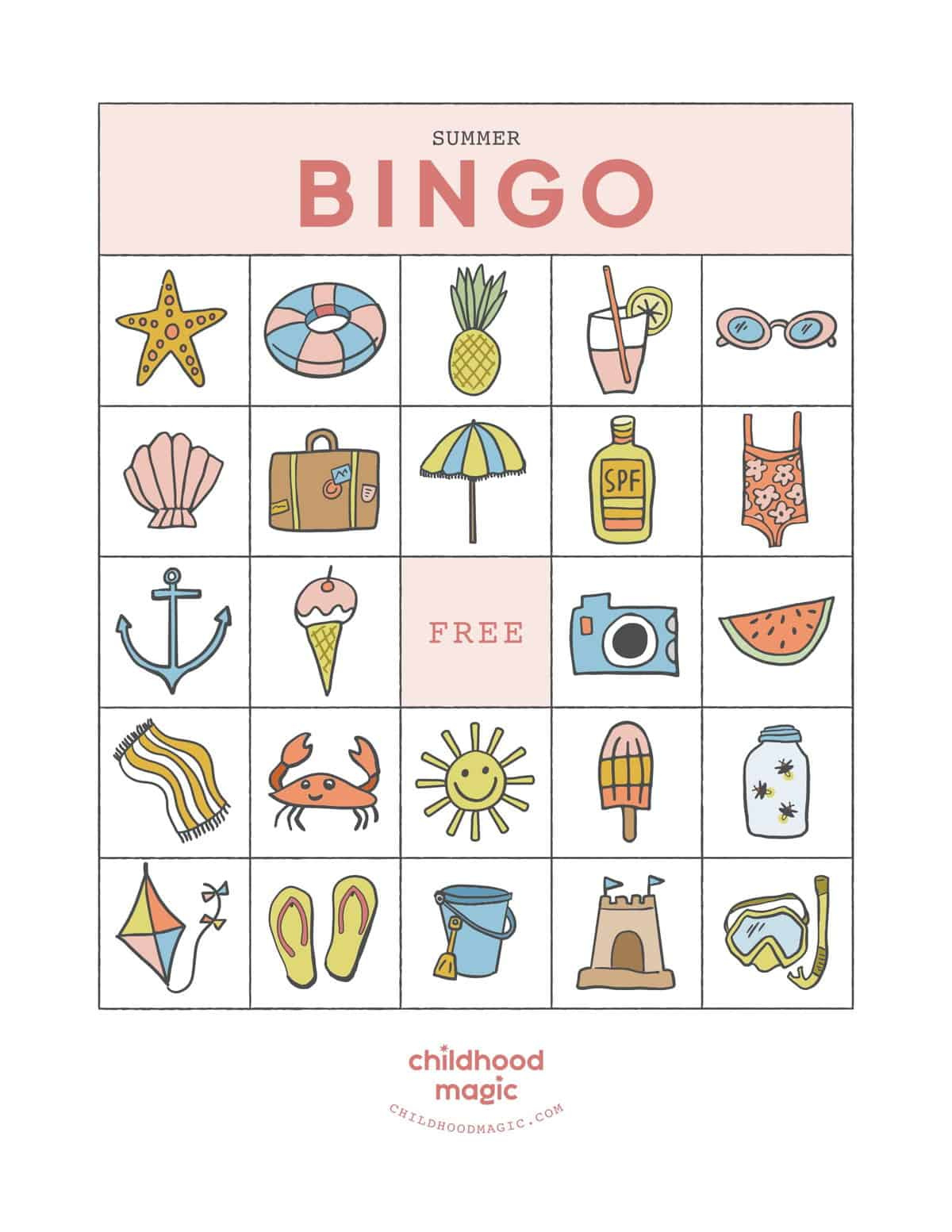 Summer Bingo - Childhood Magic with Summer Bingo Printable Free