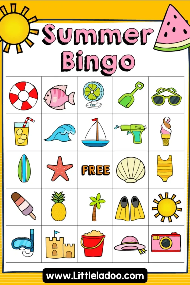 Summer Bingo Printable Free