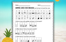 Summer Jokes Cryptogram Puzzle For Kids pertaining to Free Printable Cryptograms For Kids