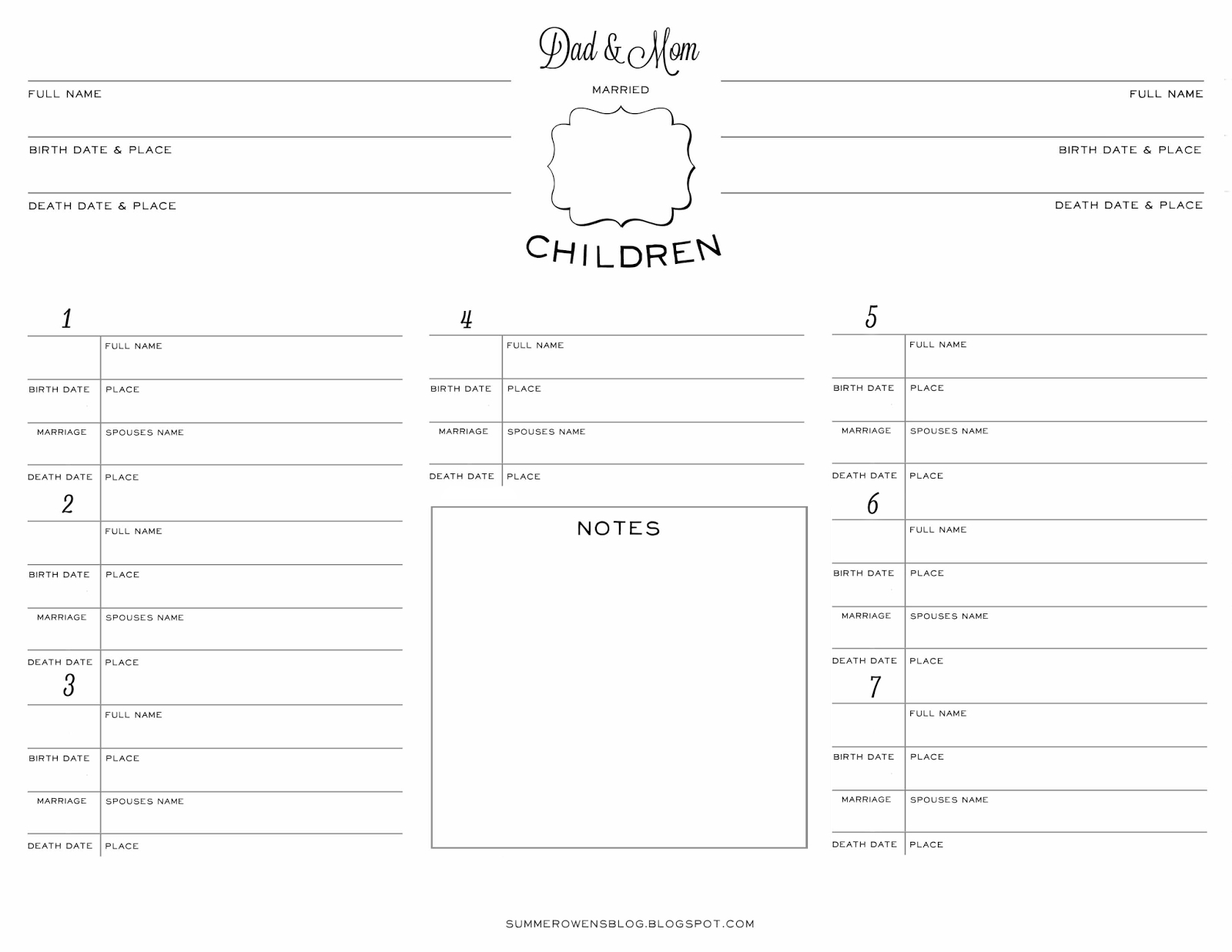 Summer Owens: Free Printable - Family Group Sheet, Family Group regarding Family Group Sheet Printable Free