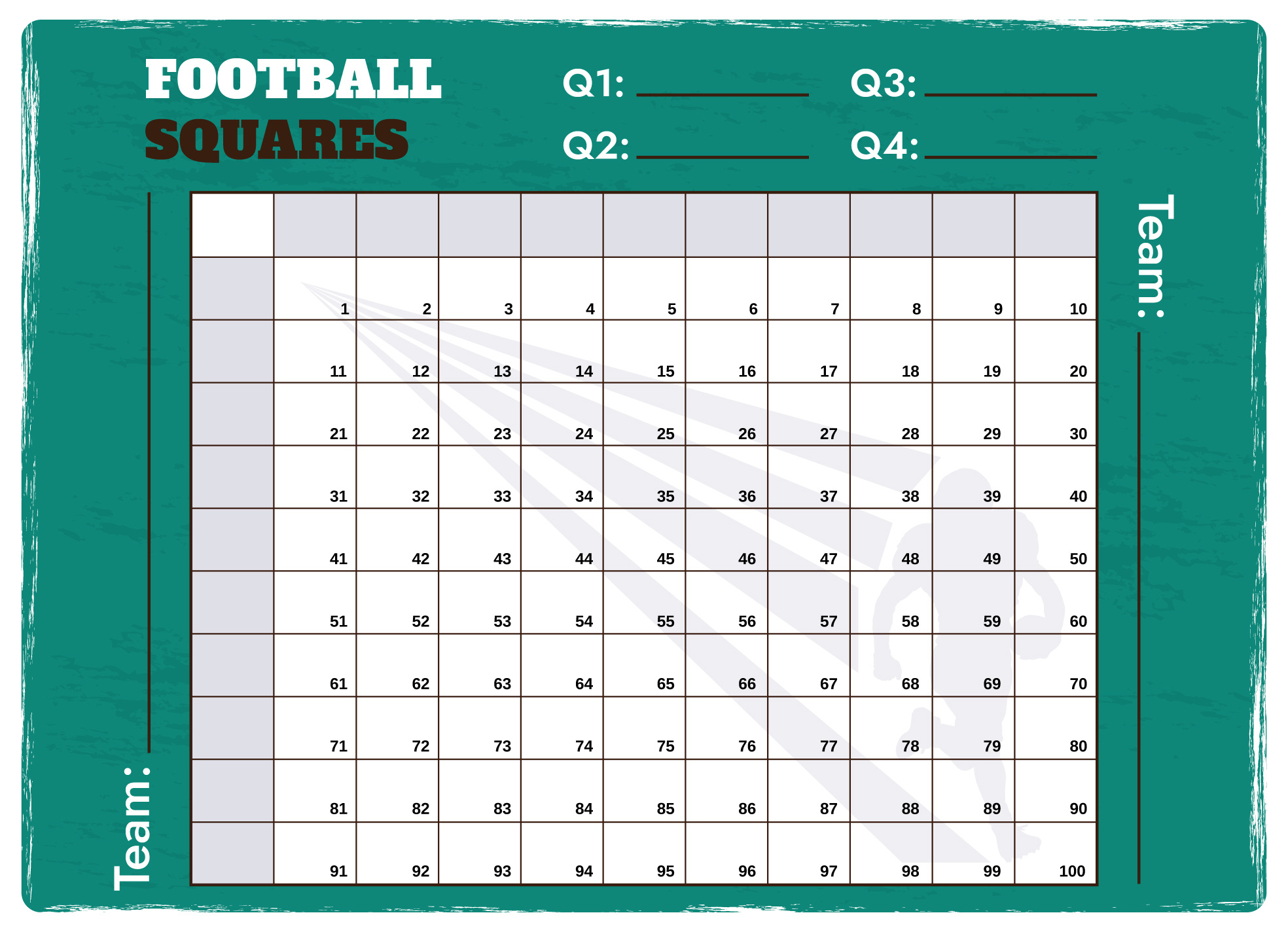 Super Bowl Squares With Numbers Free Google Docs Template - Gdoc.io in Free Football Pool Template