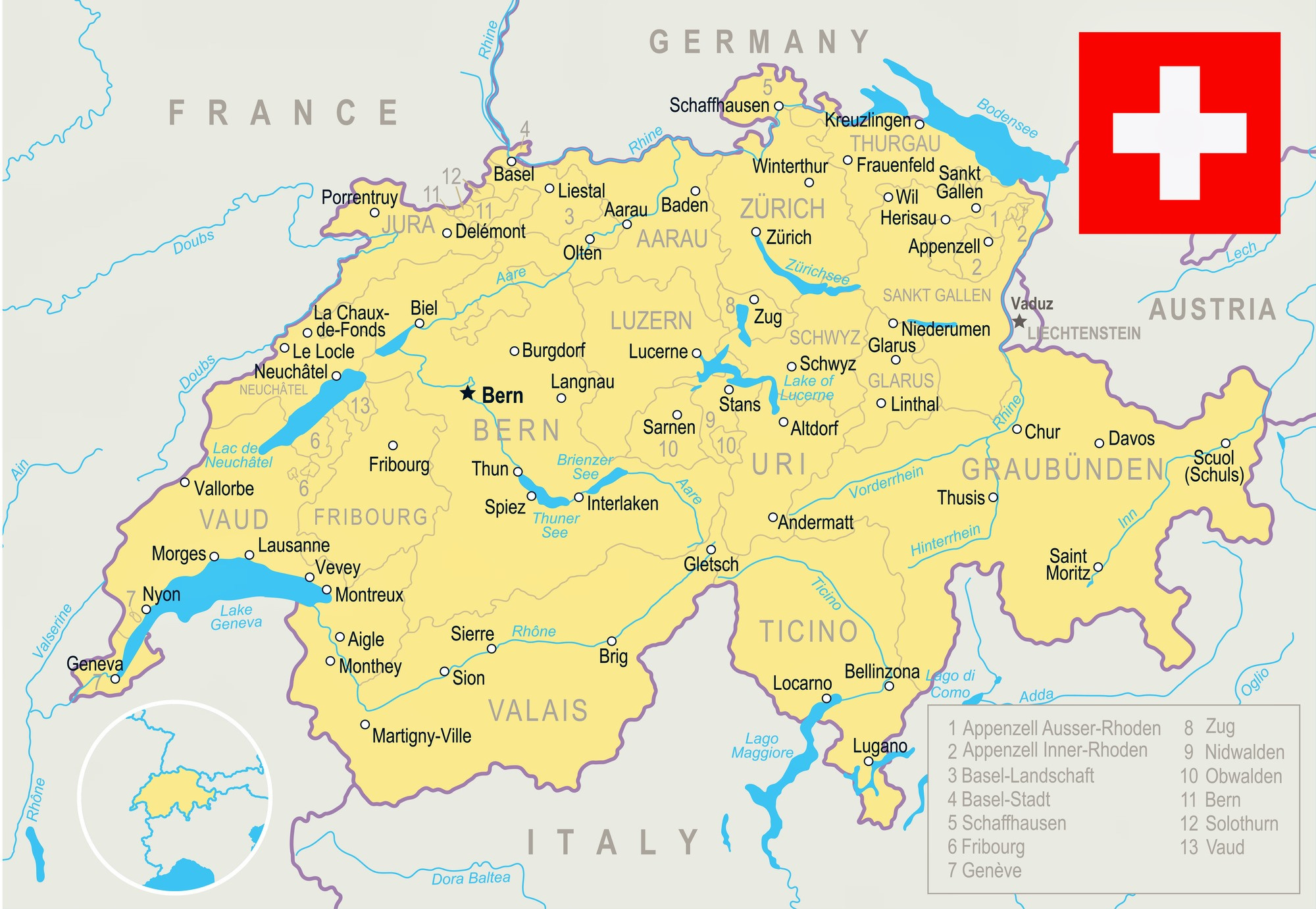 Switzerland Maps | Printable Maps Of Switzerland For Download in Free Printable Map of Switzerland