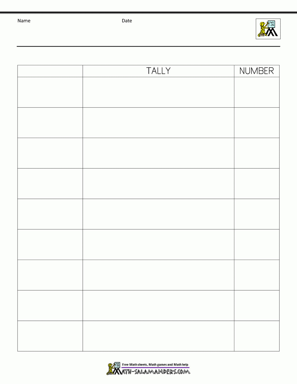 Tally Chart Worksheets with regard to Free Tally Sheet Template