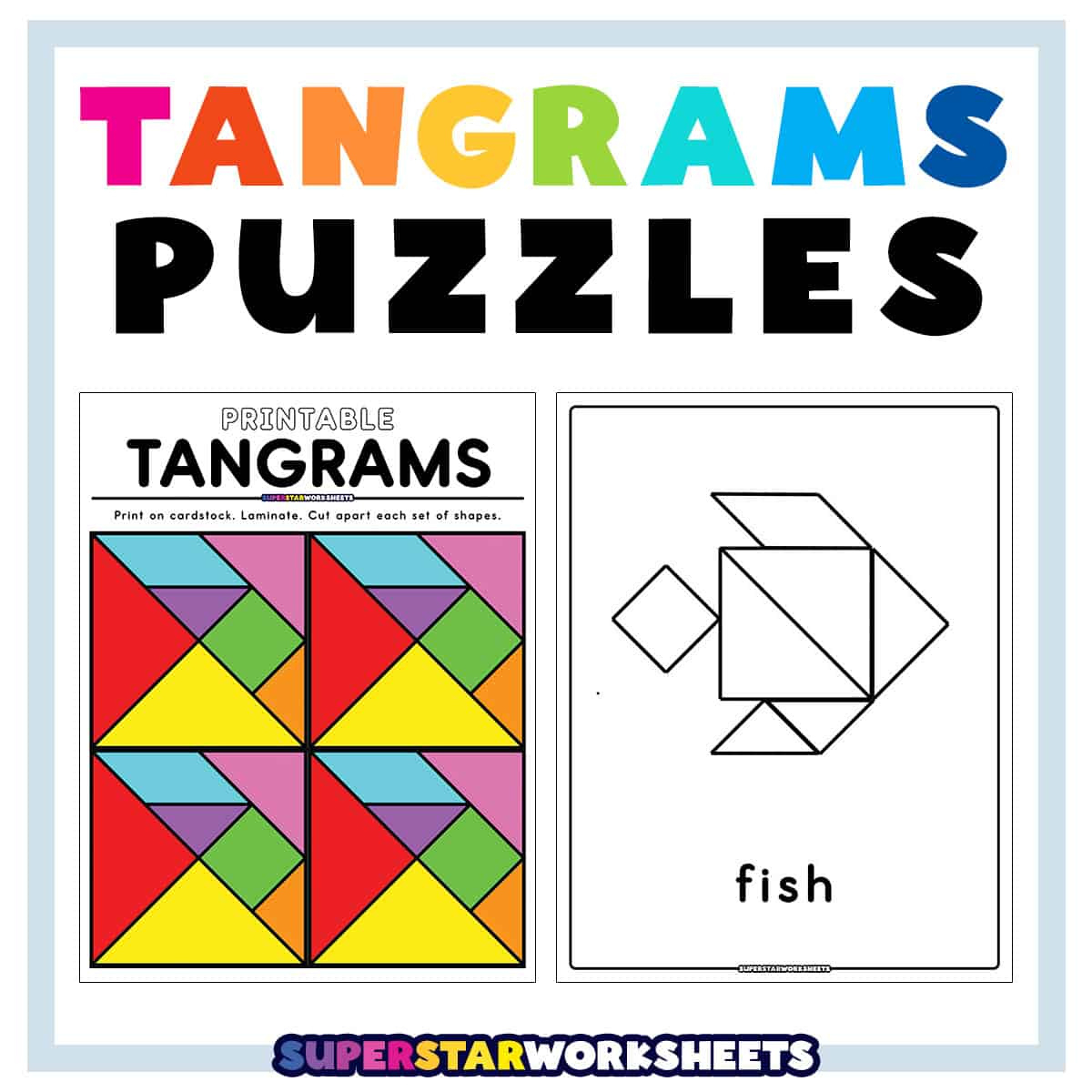 Tangram Puzzles - Superstar Worksheets intended for Free Tangram Printables