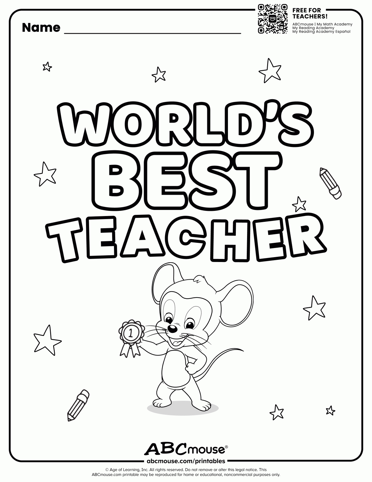 Teacher Appreciation (Free Printable!) | Abcmouse in Abc Mouse Free Printables