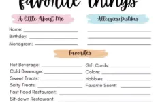 Teacher Favorite Things Form Printable - Printable Party Favors inside Teacher Favorite Things Template Editable Free
