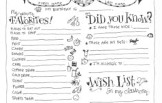 Teacher Favorite Things Questionnaire Printable | Skip To My Lou for Teacher Favorite Things Template Editable Free