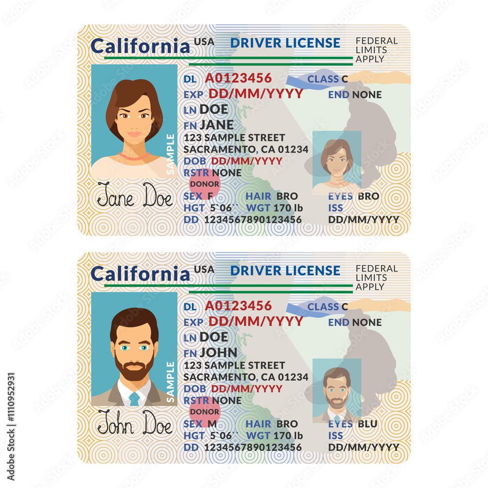 Template Of Skit Driver License Plastic Card For Usa California pertaining to Free California Drivers License Template Editable