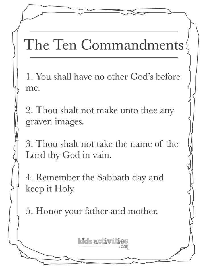 Free Printable Copy of the Ten Commandments