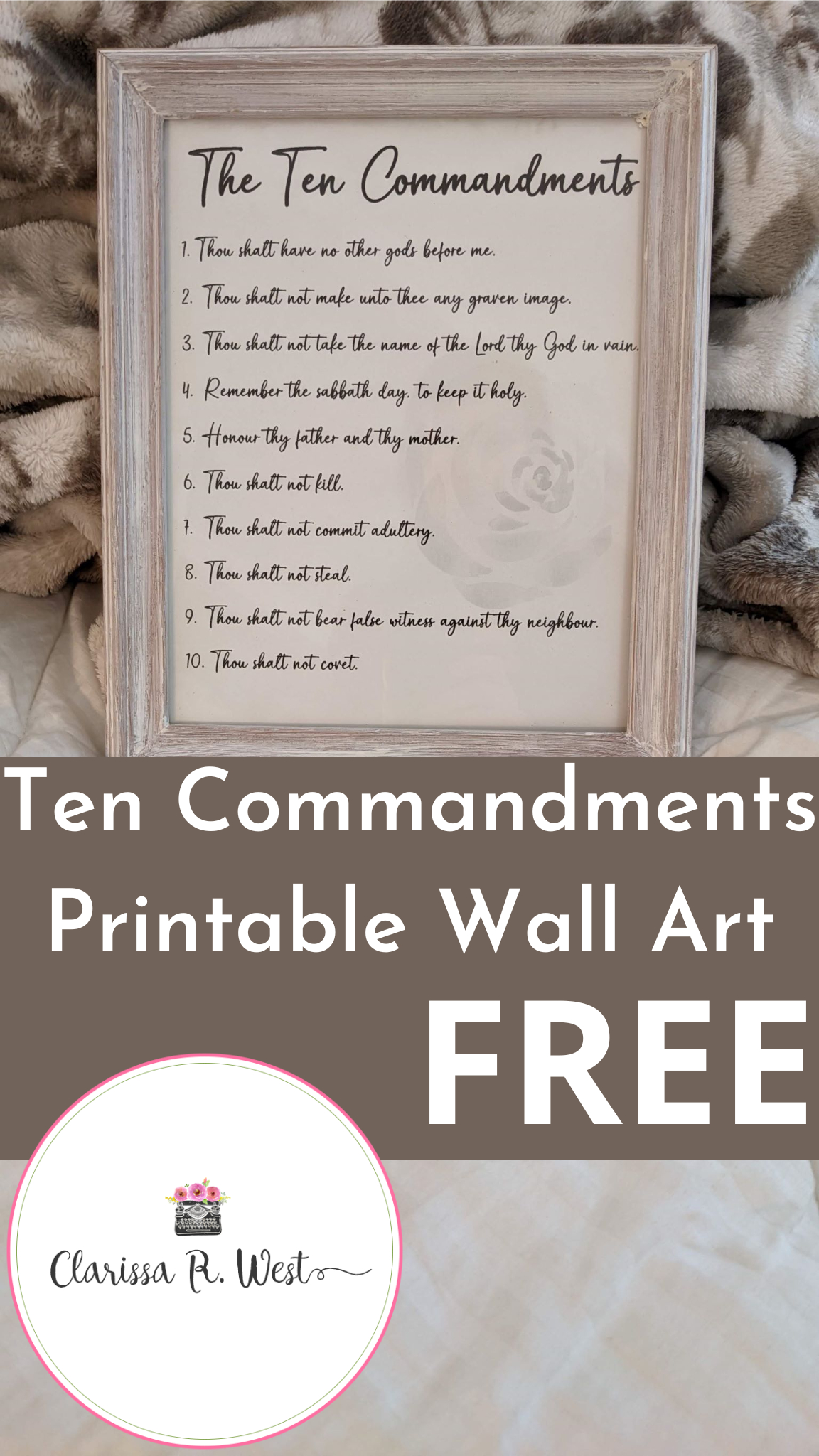 Ten Commandments Printable Wall Art | Free • Clarissa R. West for Free Printable Copy of the Ten Commandments
