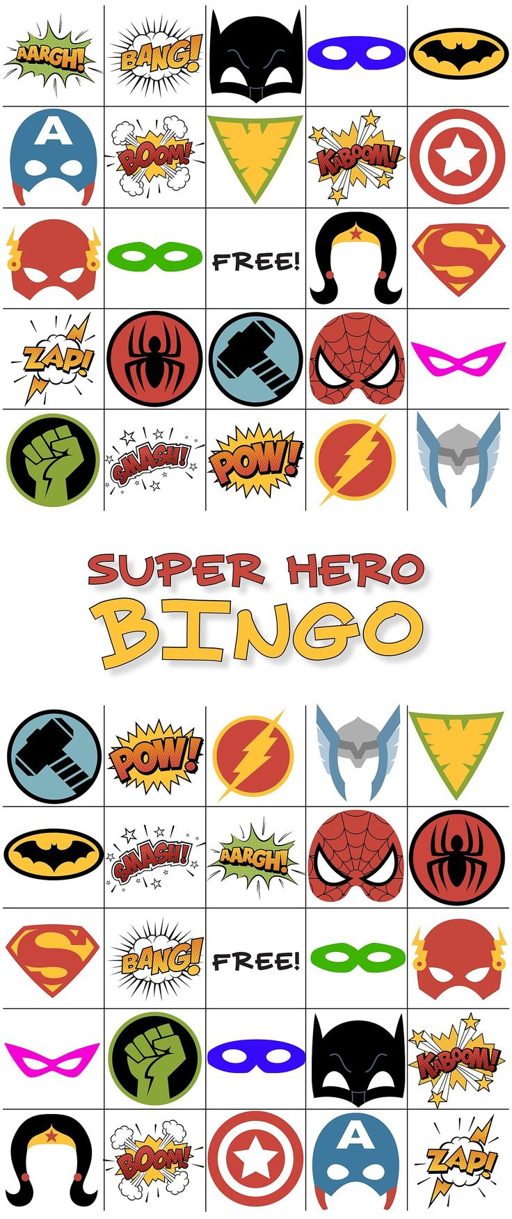 The Best Free Printable Superhero Bingo Game in Superhero Bingo Free Printable
