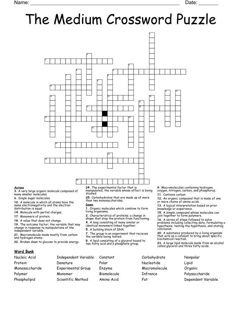 The Medium Crossword Puzzle - Wordmint in Free Printable Crossword Puzzles Medium Difficulty With Answers