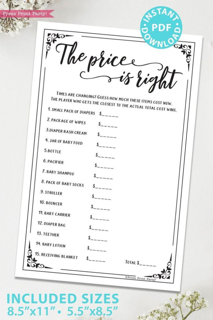 Price Is Right Game Template Free