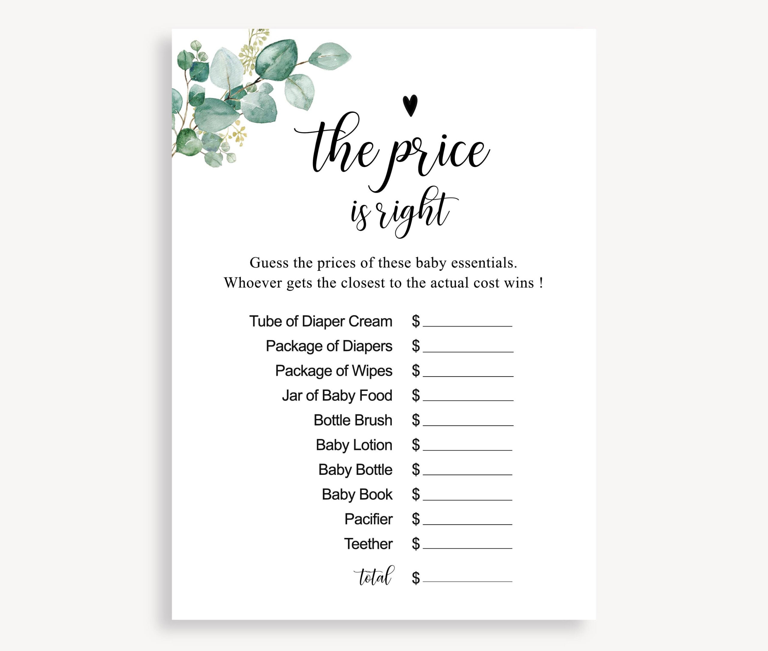 The Price Is Right Game Template, Editable Baby Shower Game in Price Is Right Game Template Free
