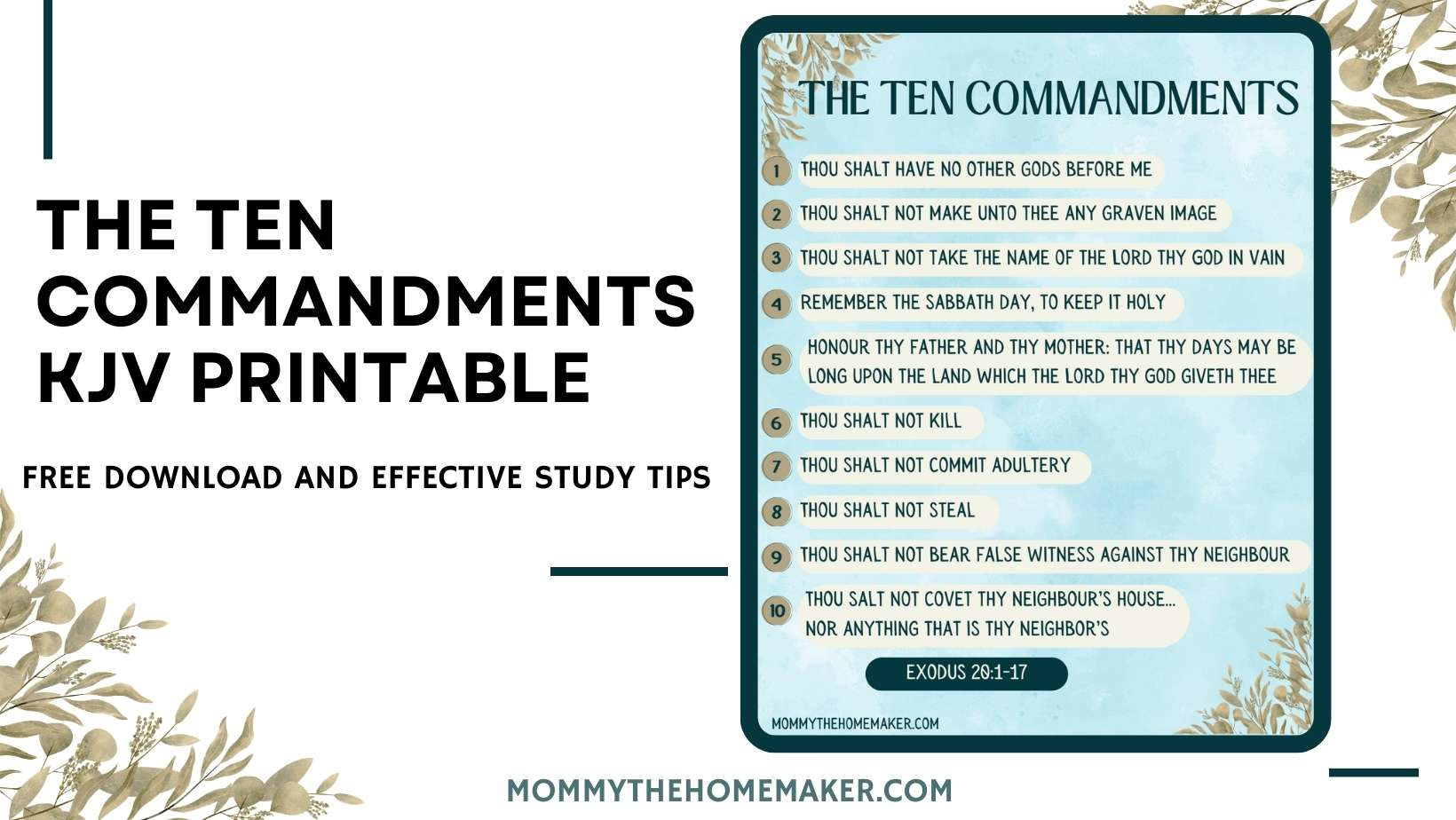 The Ten Commandments Kjv (Free Printable Pdf) - Mommy The Homemaker for Free Printable Copy of the Ten Commandments
