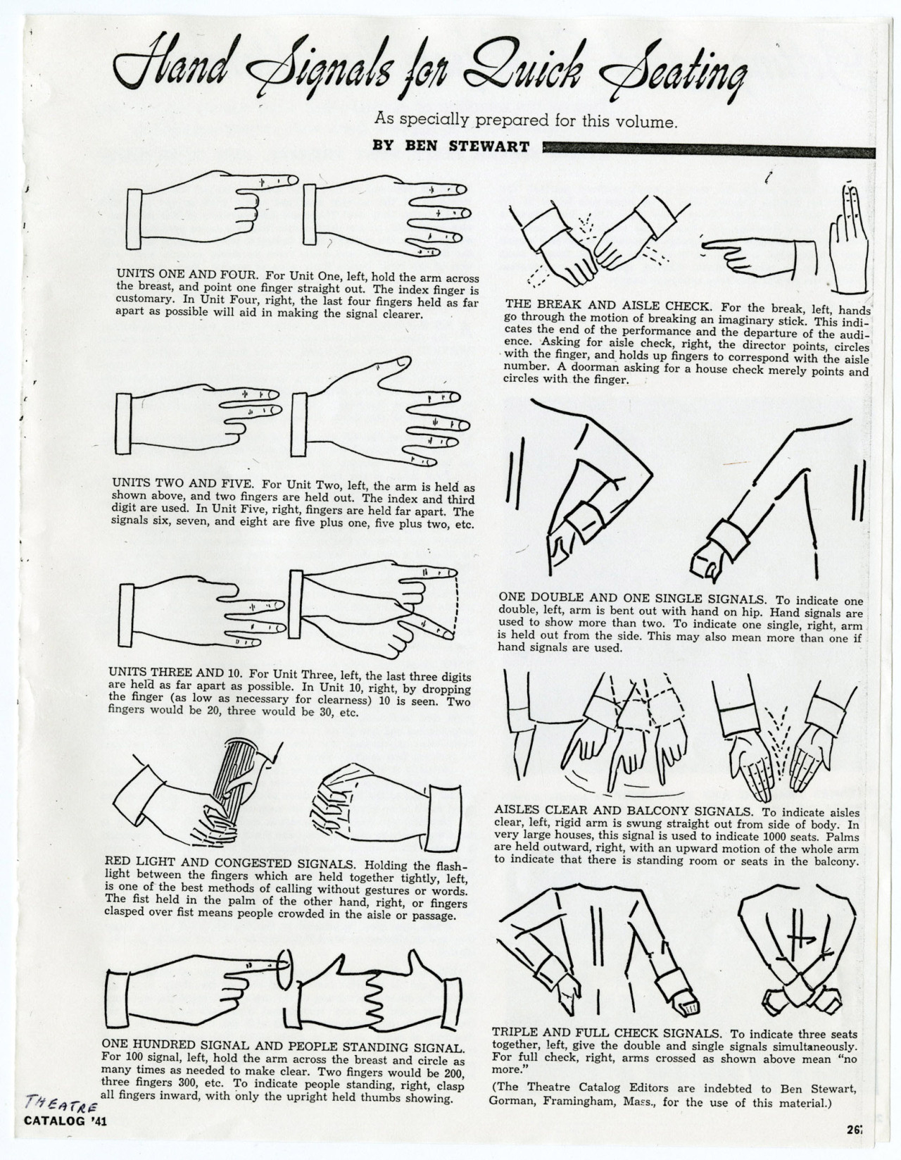 Theatre Historical Society Of America — Right This Way, Please intended for Free Printable Usher Hand Signals