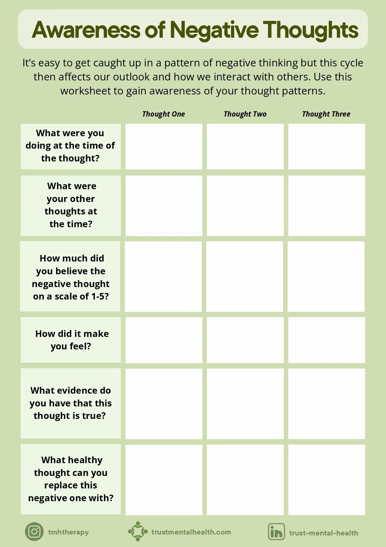 Therapy Worksheets | Cbt Worksheets | Trust Mental Health inside Free Mental Health Printables