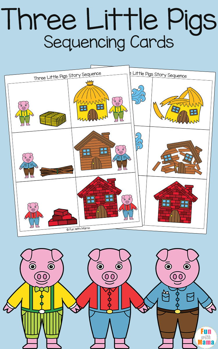Three Little Pigs Sequencing Cards - Fun With Mama for Free Fairy Tale Sequencing Printables