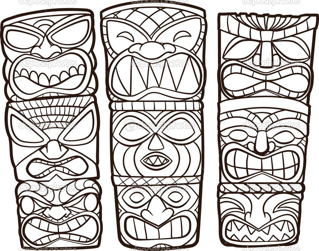 Tiki Mask Templates On Pinterest pertaining to Tiki Coloring Pages Free Printables