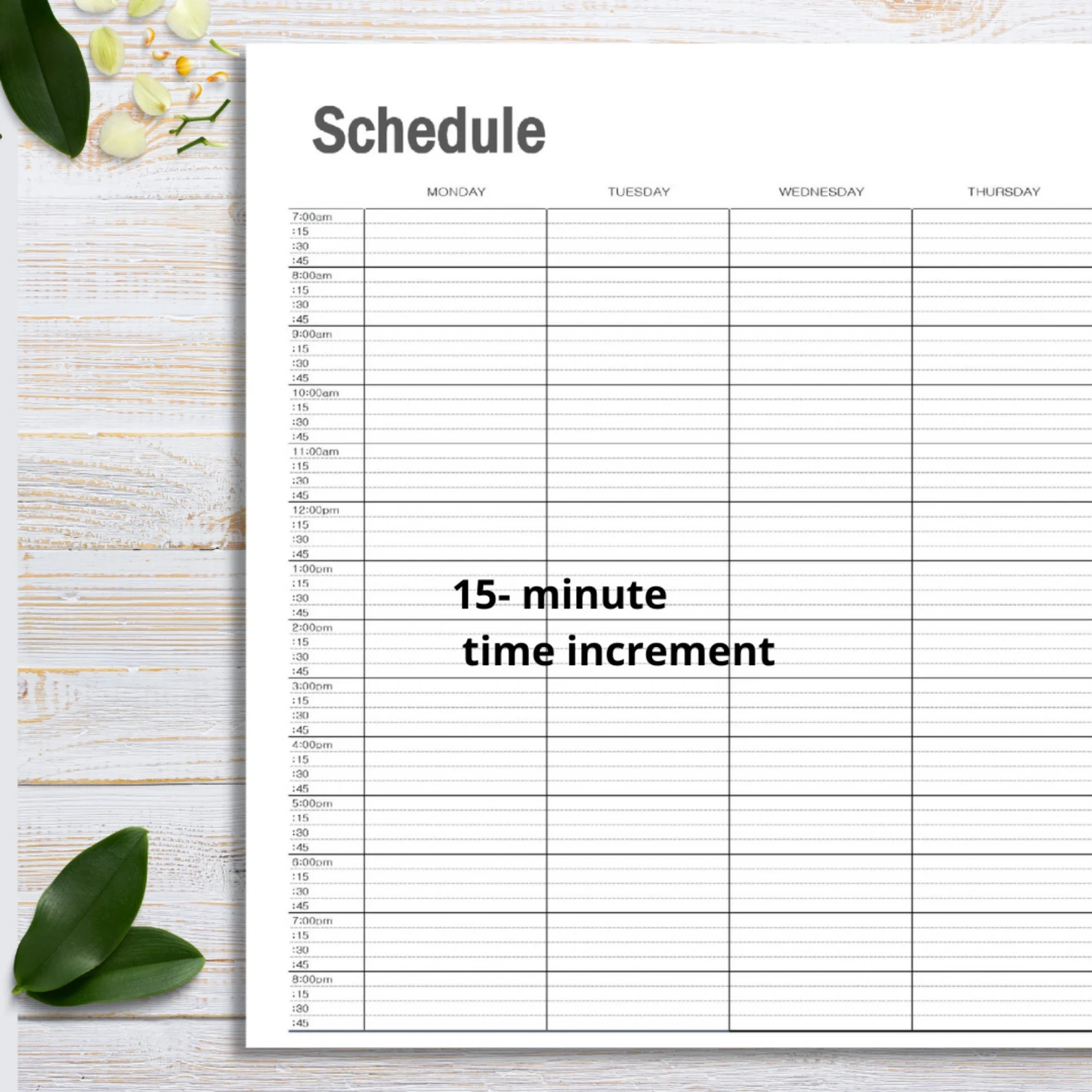 Time Blocking Planner, Printable, 15-Minute Increment, Monday in Free Printable Weekly Planner 15 Minute Intervals