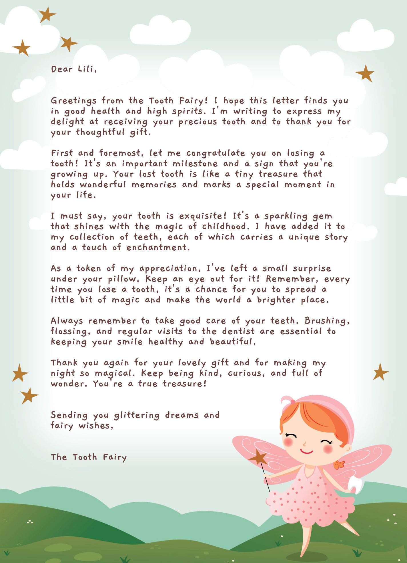 Tooth Fairy Letterhead Free Google Docs Template - Gdoc.io in Free Printable Fairy Letters