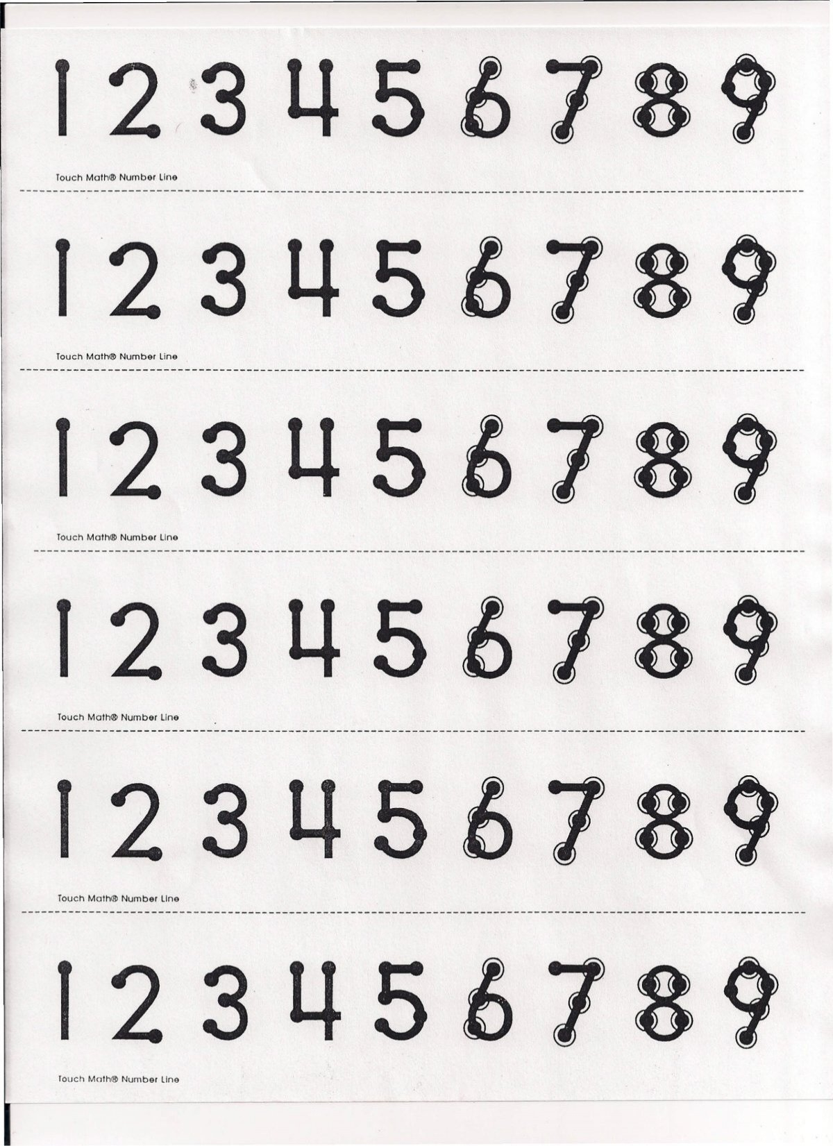 Touch Math® Number Line Touch Math® Number Line regarding Touch Math Free Printables
