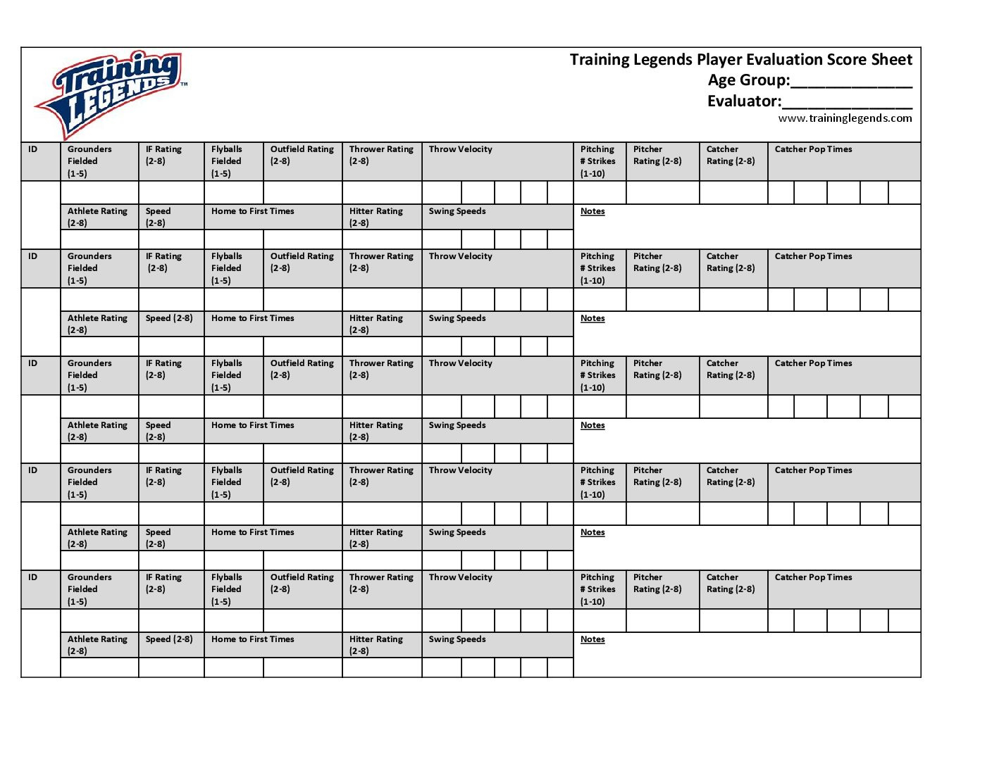 training legends baseball player evaluation score sheet template within free printable baseball tryout evaluation form Training Legends Baseball Player Evaluation Score Sheet Template within Free Printable Baseball Tryout Evaluation Form