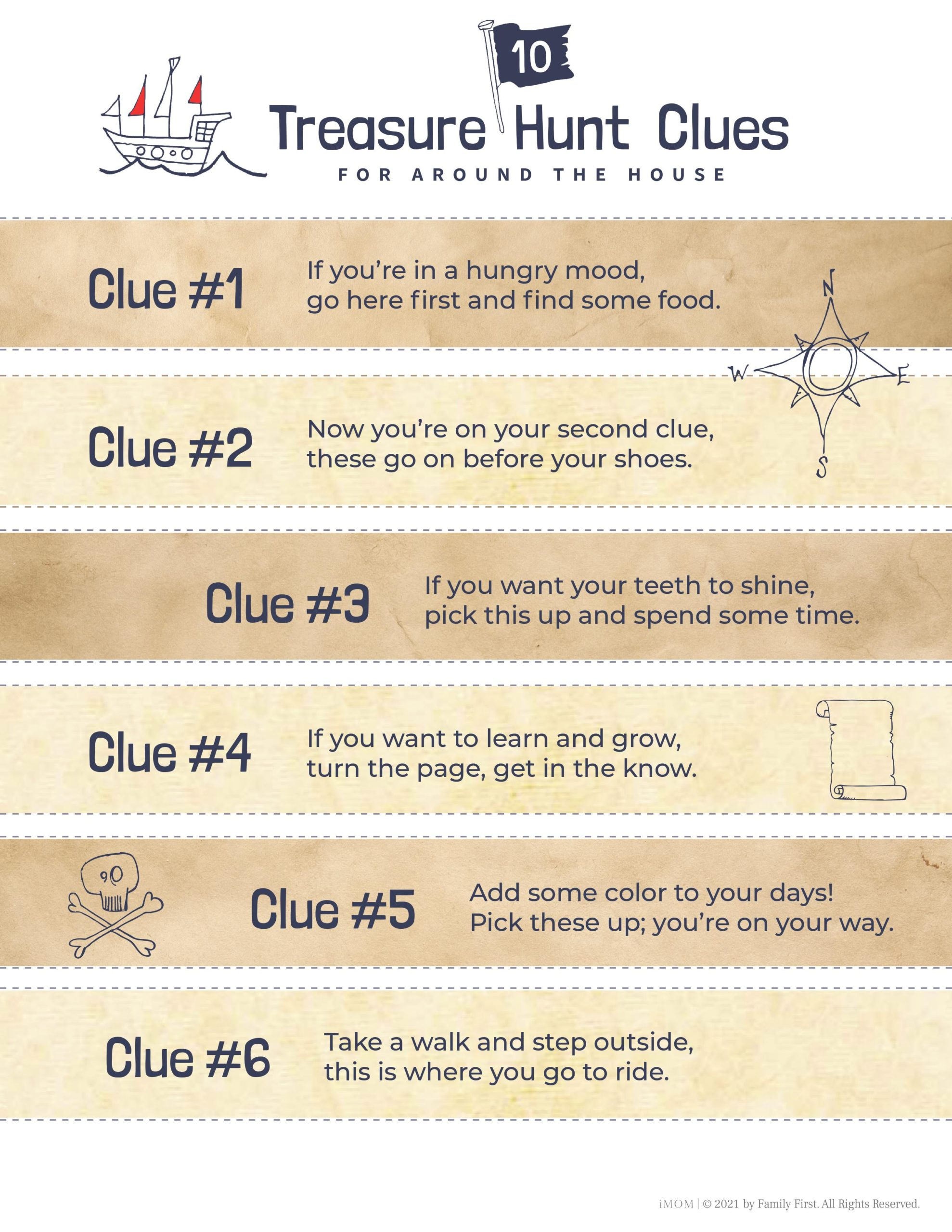 Treasure Hunt Clues - Imom for Free Printable Pirate Treasure Hunt Clues