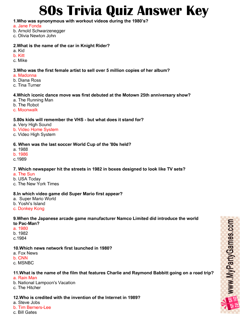 Trivia Answer Sheets Free Printable in Free Printable Trivia Questions And Answers