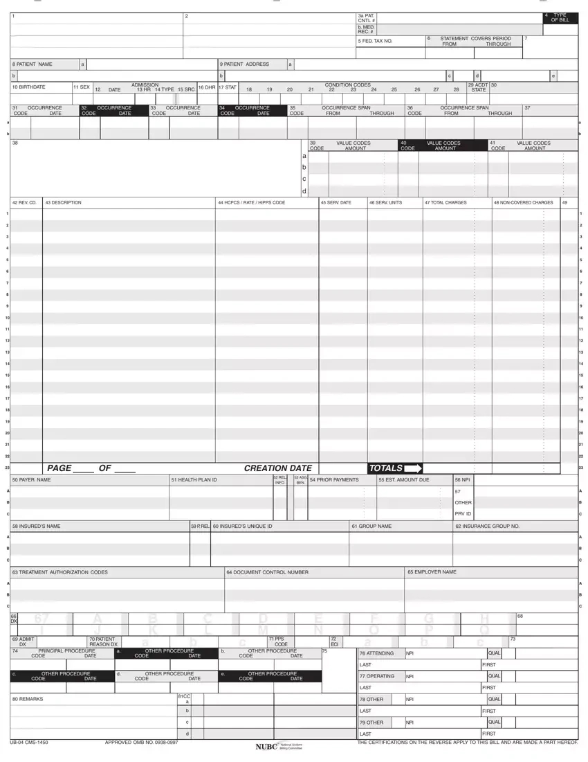 Ub04 ≡ Fill Out Printable Pdf Forms Online pertaining to Free Printable Ub 04 Claim Form