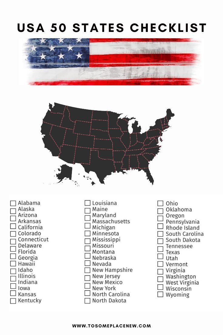 Usa Bucket List 50 States Checklist + Free Printable regarding Free Printable List of 50 States