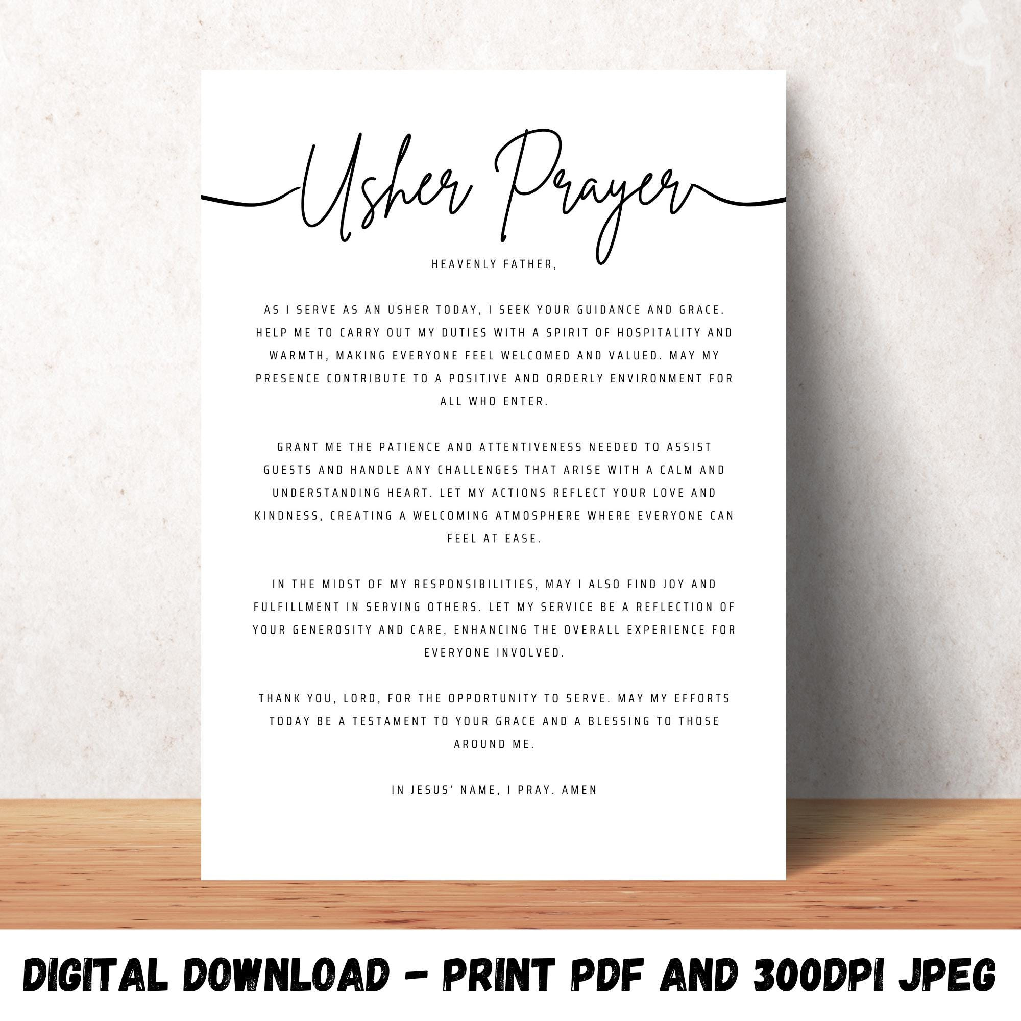 Usher Prayer Wall Art Printable Christian Poster Decor Home Or pertaining to Printable Usher Hand Signals