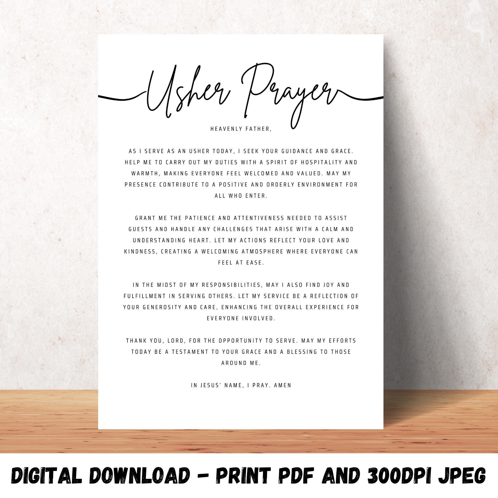Usher Prayer Wall Art Printable Christian Poster Decor Home Or with regard to Usher Hand Signals Printable