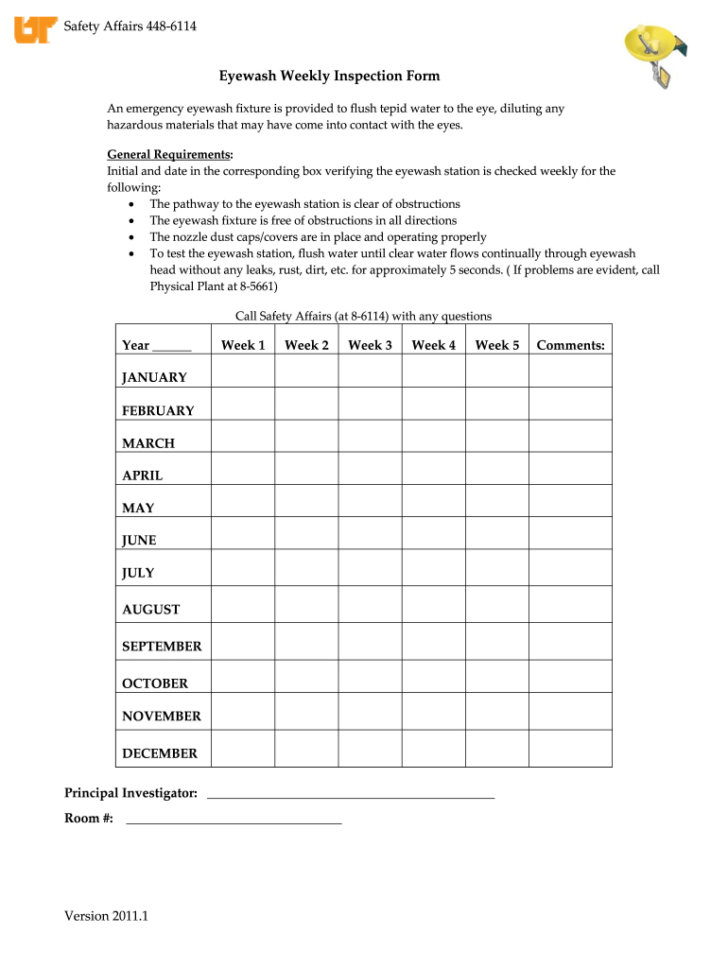 Free Printable Eye Wash Station Inspection Tags