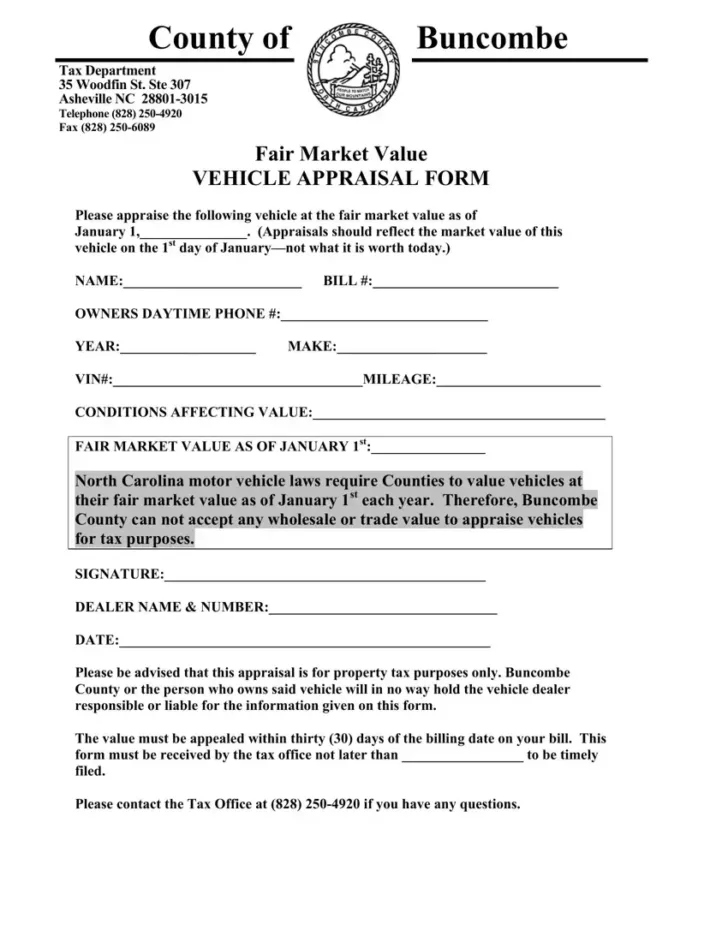 Free Printable Vehicle Appraisal Form