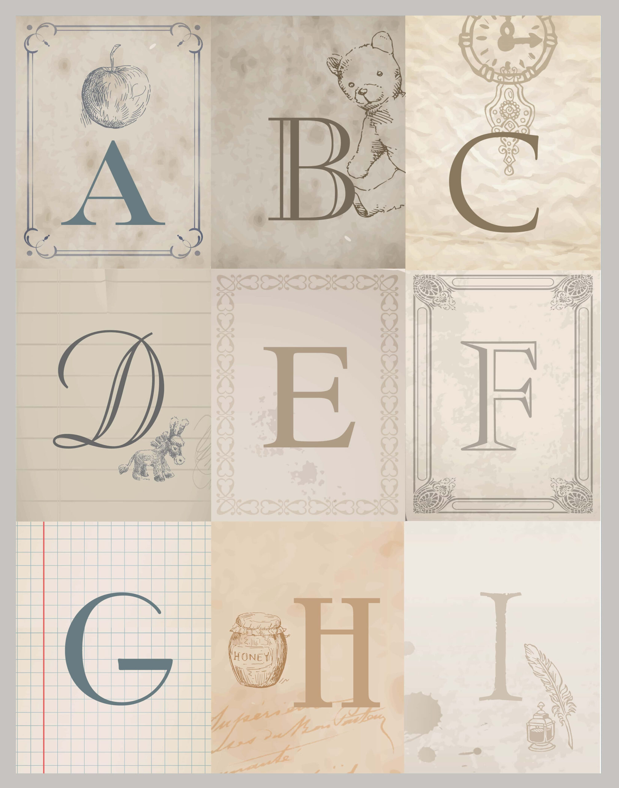 Vintage Alphabet Printables - Beautiful And Fun Printables For Free within Free Printable Vintage Letters