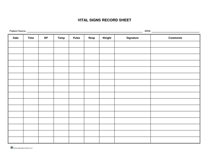 Free Printable Vital Signs Chart