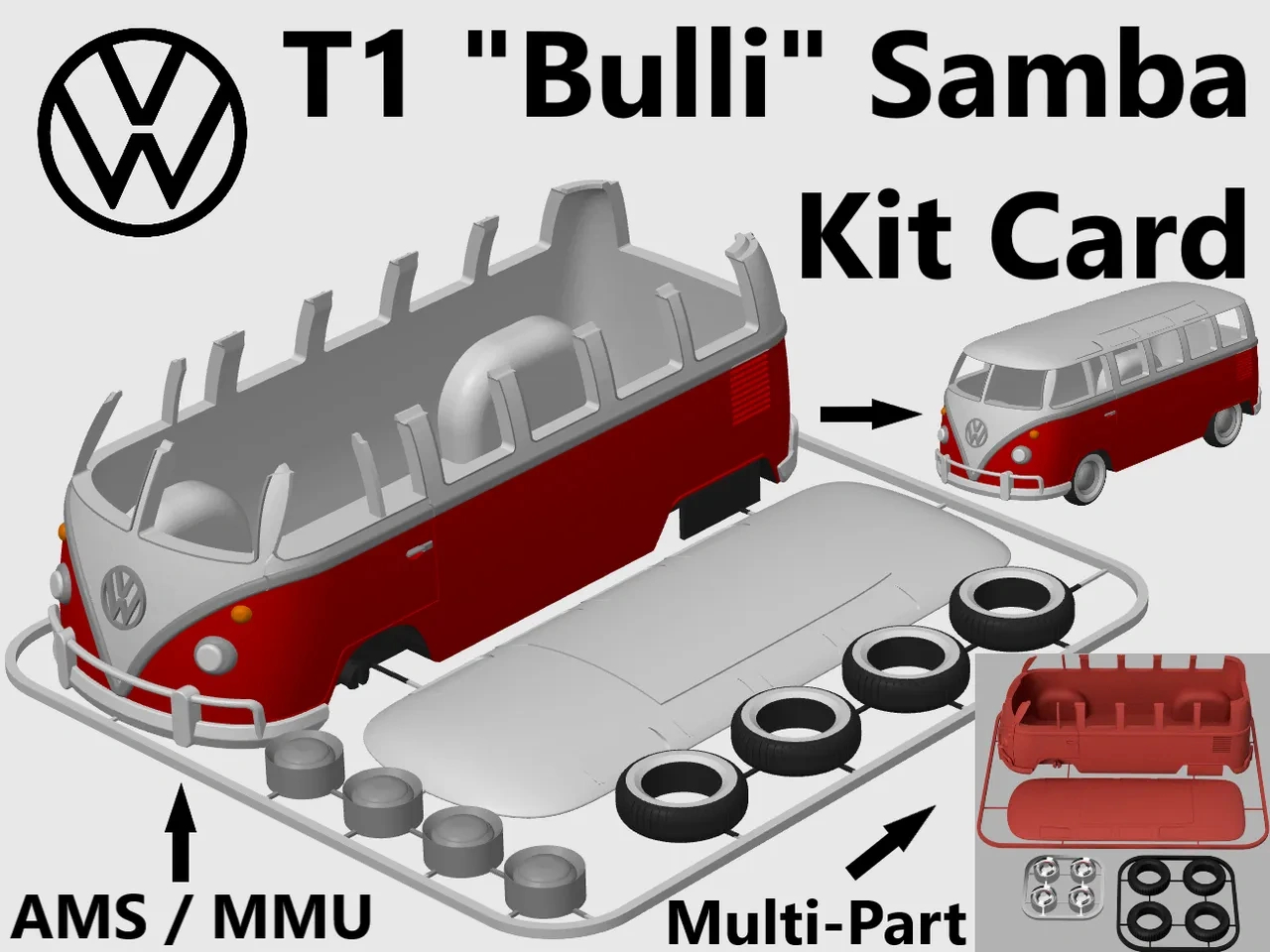 Vw T1 Bus Samba &amp;quot;Bulli&amp;quot; Kit Cardthe Kit Card Guy | Download for Free Downloadable Printable Model Railway Card Kits