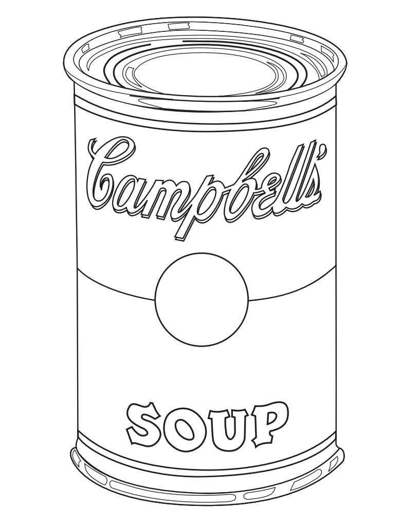 Warhol Soup Coloring Page: Free Printable Sheets For Kids within Andy Warhol Free Printables
