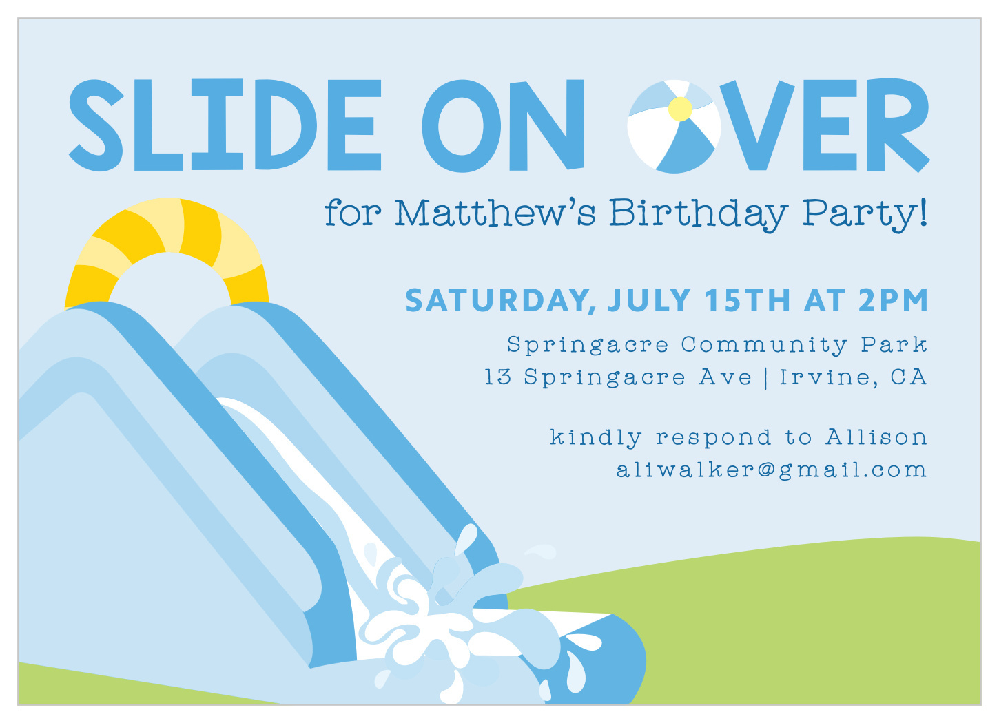 Water Slide Fun Children&amp;#039;S Birthday Invitationsbasic Invite within Free Printable Water Slide Invitations