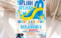 Waterslide Birthday Invitation Summer Pool Party Birthday Invite throughout Free Printable Water Slide Invitations