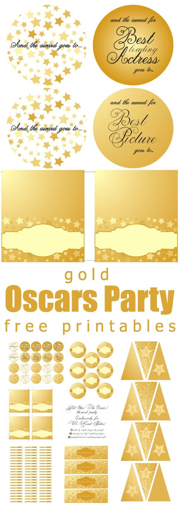 We Heart Parties: Free Printables Gold Oscars Party Free Printables throughout Free Oscar Printables