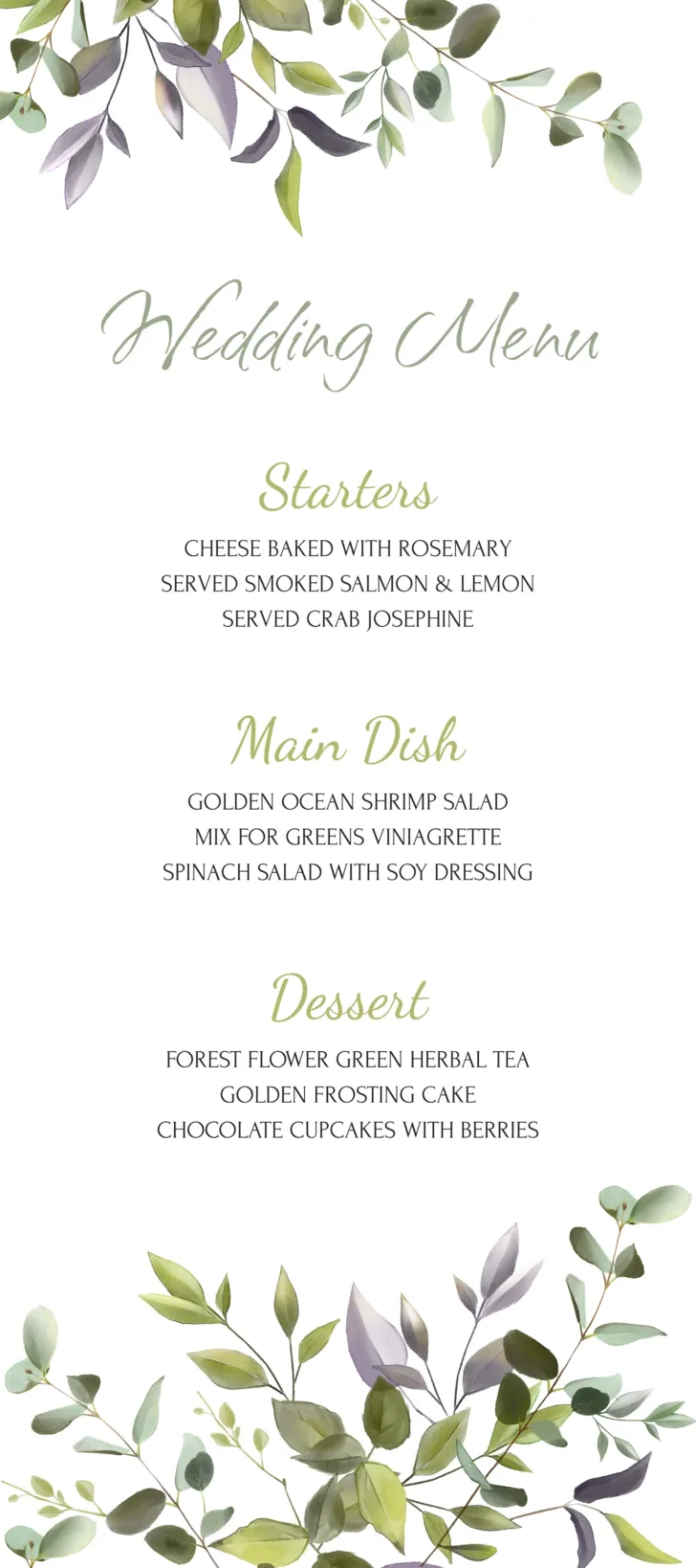 Free Wedding Menu Template Free Wedding Menu Template