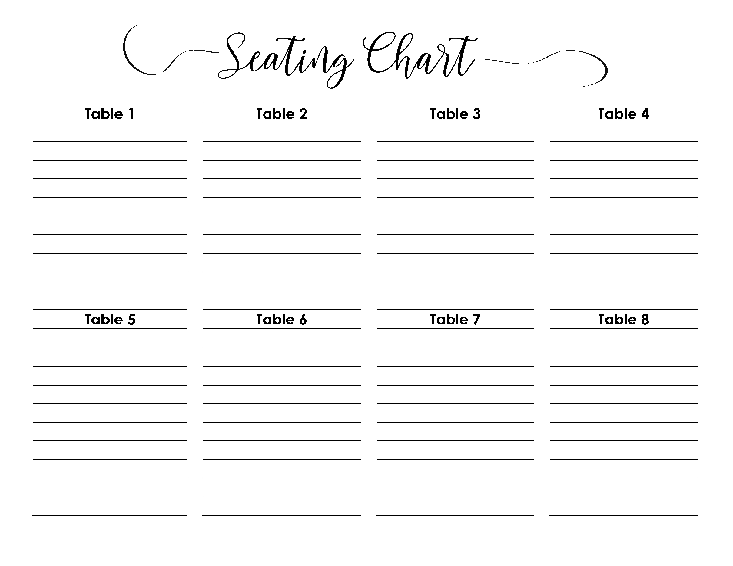 Wedding Seating Chart | Typeable Pdf, Word, Excel pertaining to Free Printable Wedding Seating Plan