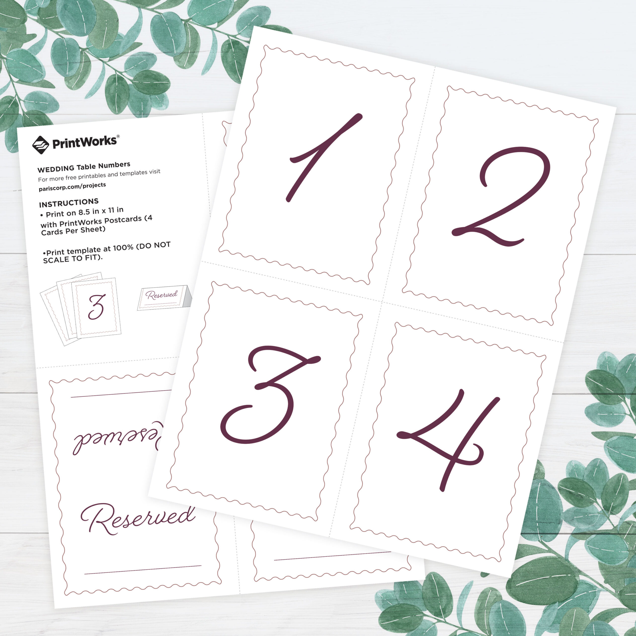Wedding Table Number - Free Printable From Printworks pertaining to Downloadable Free Printable Table Numbers Template
