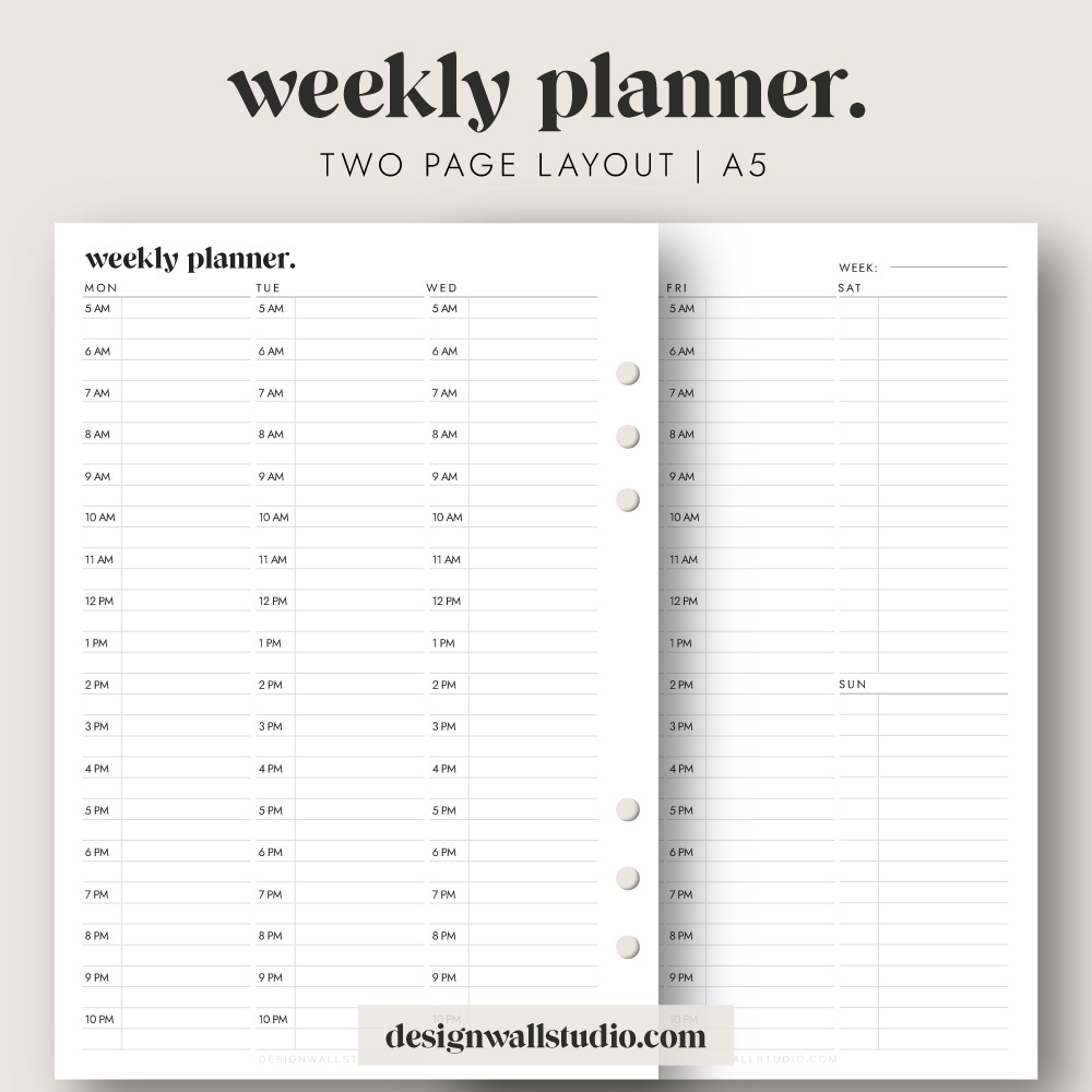 Weekly Planner Printable Insert (A5) – Free Download | Two Page Layout with regard to Free Printable A5 Planner Pages